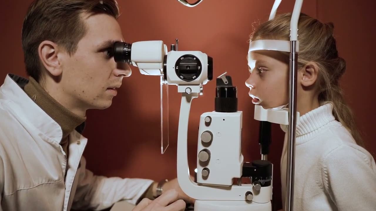 Enfant passant un examen de vue chez l'opticien